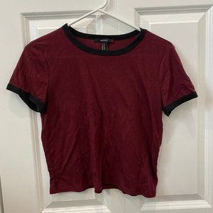 Super soft burgundy and black cropped F21 shirt